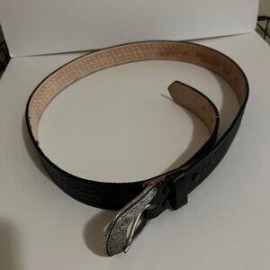 Genuine Leather belt black real vintage buckle, Texan belt, traditional style